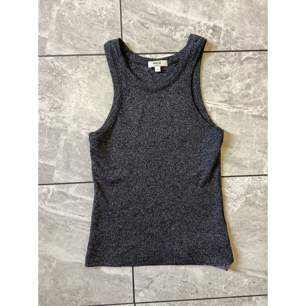 Agolde Ribbed Tank Top Small Grey Salt and Pepper Racerback Sample